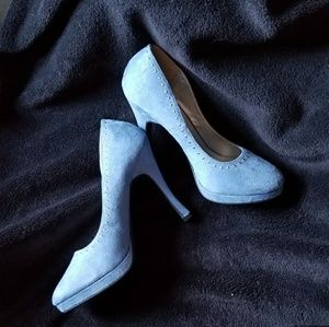 City Streets Powder Blue Suede Heels
